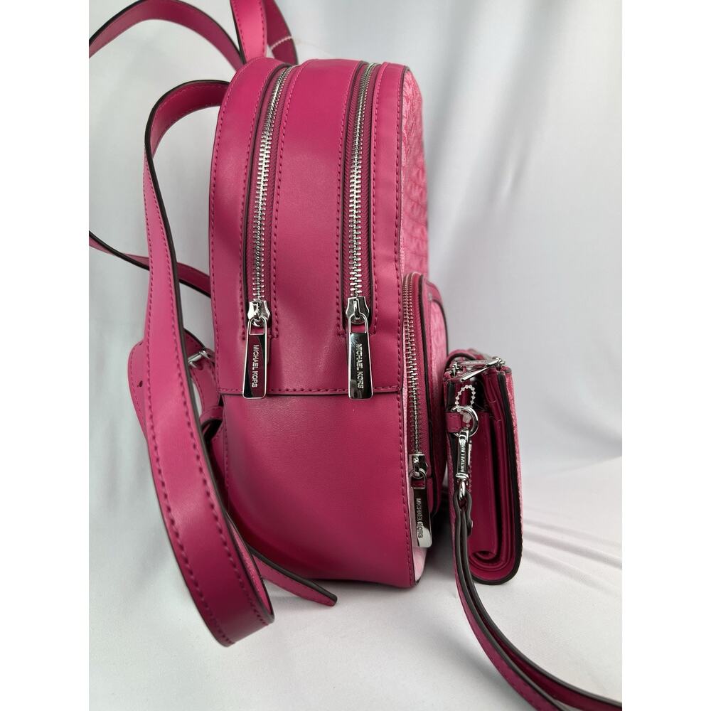 MK Set NWOT Jaycee Ombre Backpack & Jet Set Large Wristlet Dragonfruit Pink $766 - Picture 4 of 16